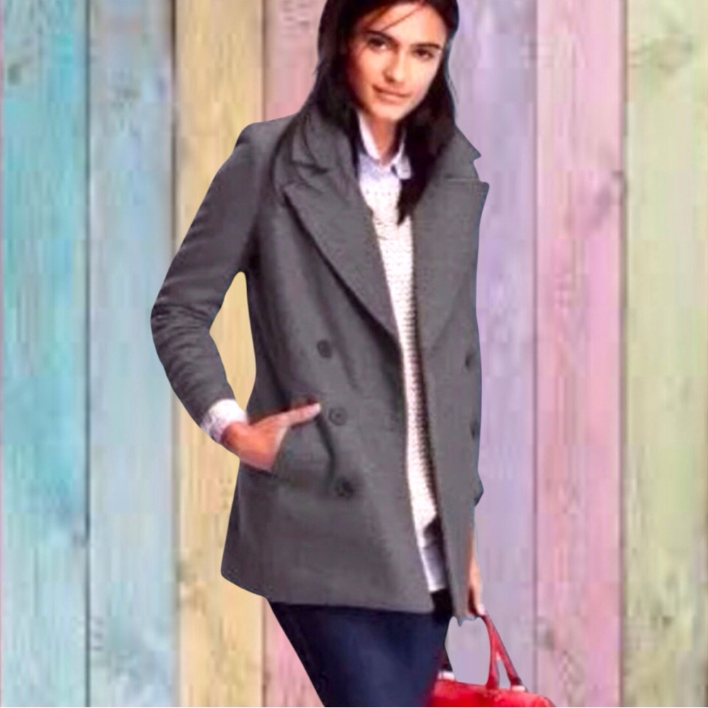 Old Navy's Soft-Brushed Dark Heather Gray Lined Peacoat NWT - Picture 1 of 13